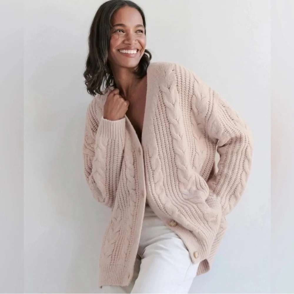 Jenni Kayne NWT Cable Cocoon Cardigan Pink Blush Size XS - Picture 1 of 15